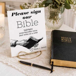 Sign Our Bible Wedding Guestbook Black and White