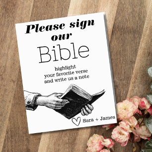 Sign Our Bible Wedding Guestbook Black and White