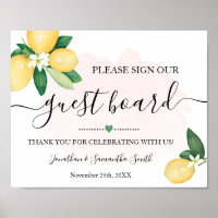 Sign Our Guest Board Wedding Reception Lemons Pink