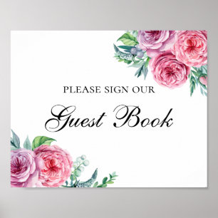 Sign our guest book print. Boho flowers wedding