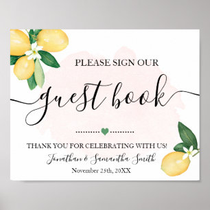 Sign our Guest Book Shower Wedding Lemons Pink