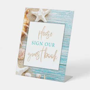 Sign Our Guest book sign - beach seashell theme Pl
