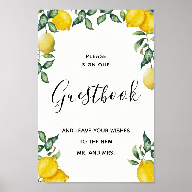 Sign our Guest Book Wedding lemons sign (Front)