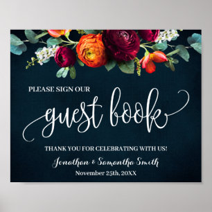 Sign our Guest Book Wedding Wine Navy