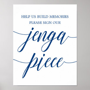 Sign Our Jenga Wedding Sign Navy Blue Calligraphy