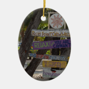 Sign post Rum Point Grand Cayman Ceramic Tree Decoration