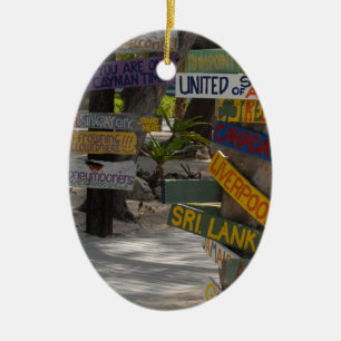 Sign Post Rum Point Grand Cayman Ceramic Tree Decoration