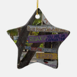 Sign post Rum Point Grand Cayman Ceramic Tree Decoration