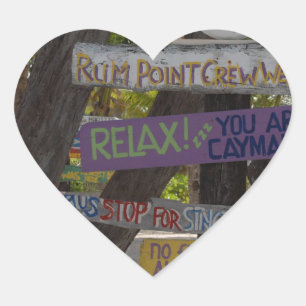 Sign post Rum Point Grand Cayman Heart Sticker