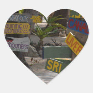 Sign Post Rum Point Grand Cayman Heart Sticker