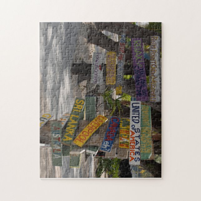Sign Posts at Rum Point. Grand Cayman Jigsaw Puzzle (Vertical)