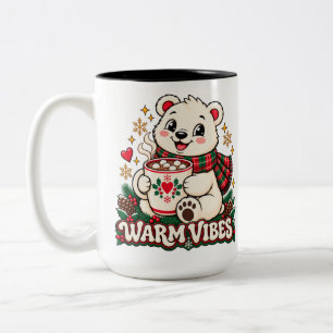 Sign Retro Polar Bear Warm Vibes Two Tone Mug