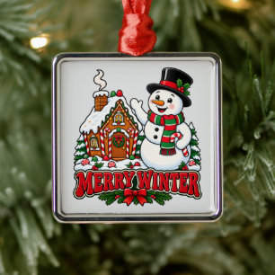 Sign Retro Snowman Magic Winter Ornament