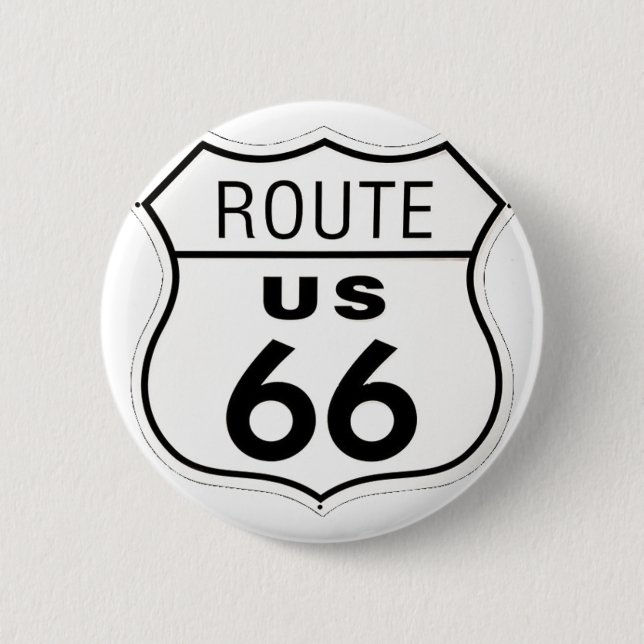 Sign - Route 66 6 Cm Round Badge (Front)
