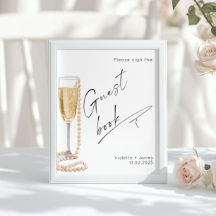 Sign the Guest Book Minimalist Pearls and Prosecco