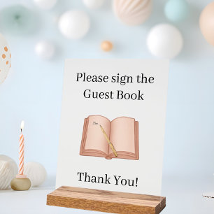 Sign the Guest Book rose gold clear