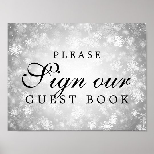 Sign Wedding Guestbook Silver Winter Wonderland