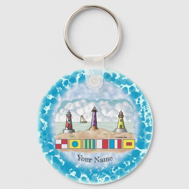 Signal Flags Lighthouse  Key Ring (Front)