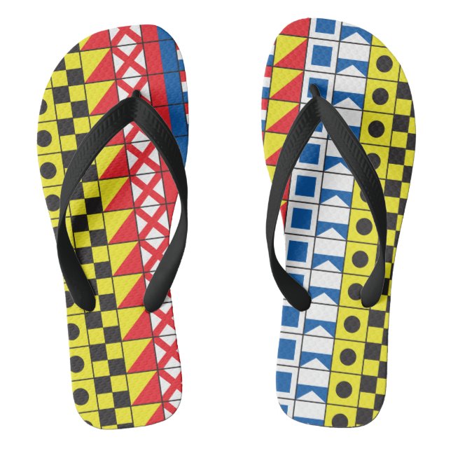 Signal Flags pattern_I Love To Sail Jandals (Footbed)