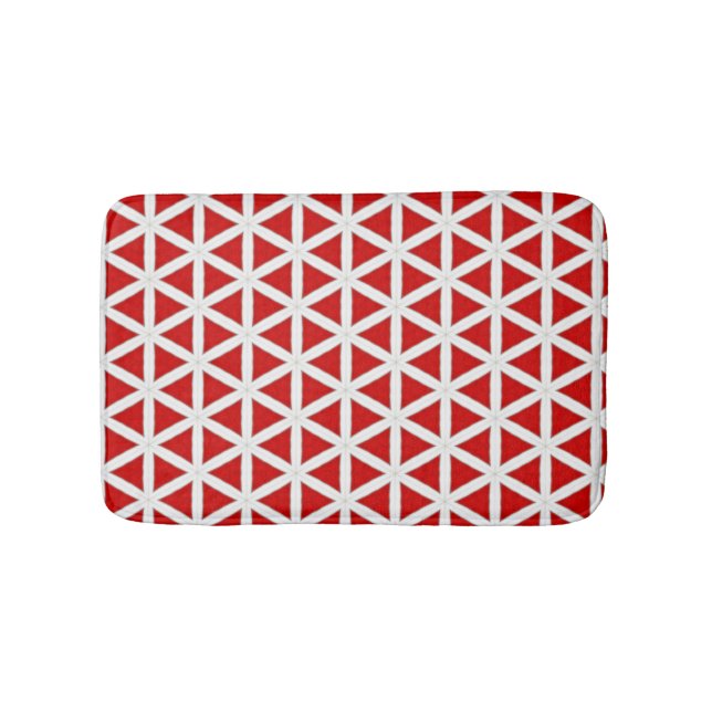 Signal Flux – Red & White Modern Design Bath Mat (Front)
