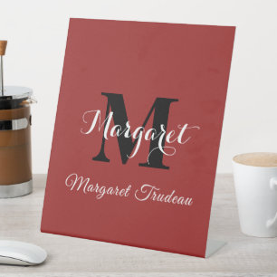 Signal Red Custom Pedestal Name Display Sign
