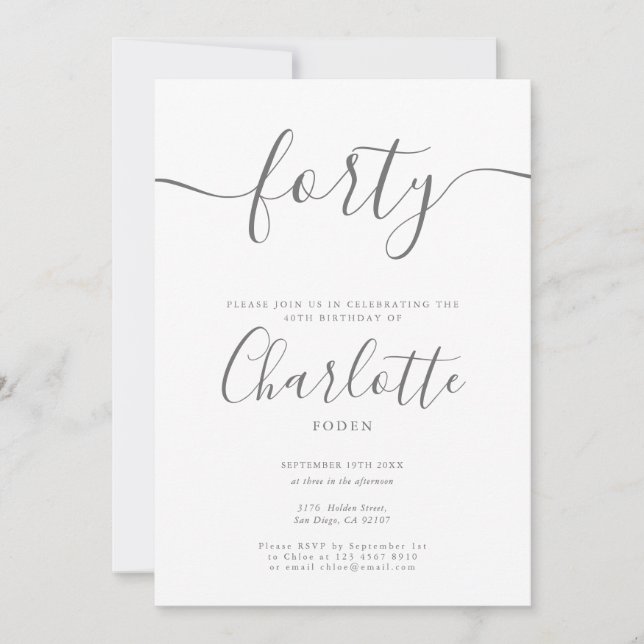 Signature 40th Birthday Invitation (Front)