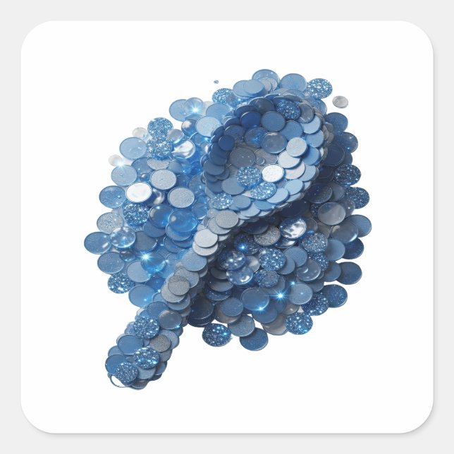 Signature Blue Abstract Vinyl Style Square Sticker (Front)