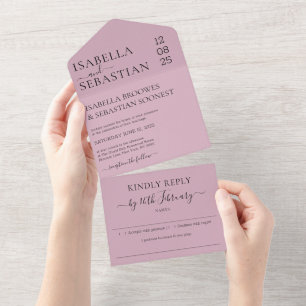 Signature Blush Pink Wedding Kindly Reply All In One Invitation