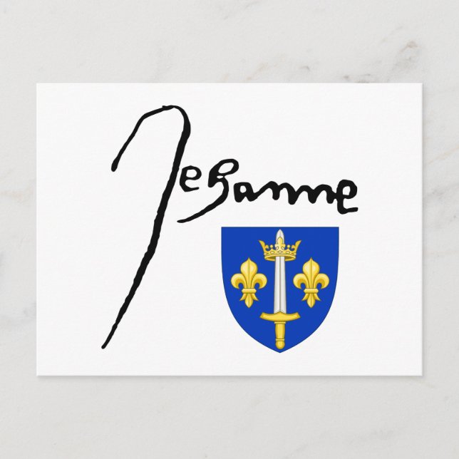 Signature/ coat of arms of Jeanne d'Arc Postcard (Front)