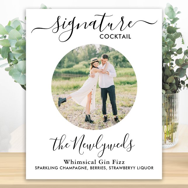 Signature Cocktail Custom Photo Wedding Drink Bar Poster (Creator Uploaded)