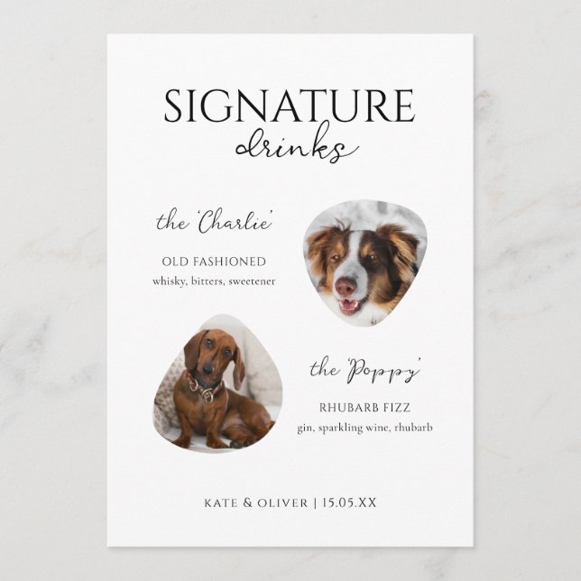 Signature Cocktail Dog Photo Drinks Bar  Menu (Front)