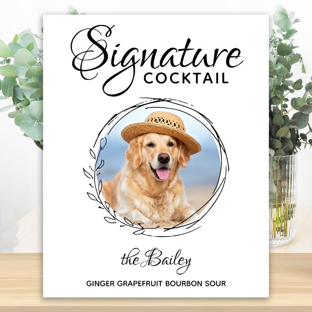 Signature Cocktail Photo Dog Bar Pet Wedding Poster (Creator Uploaded)
