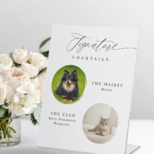 Signature Cocktails 2 Pet Photo Elegant Wedding Pedestal Sign