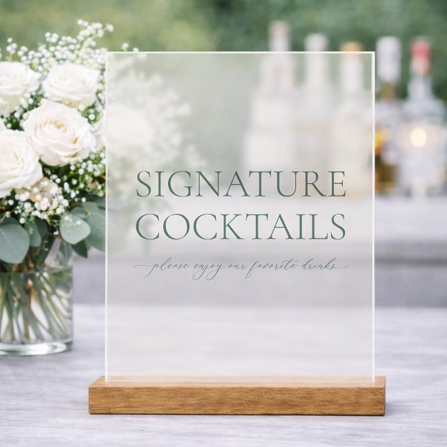 Signature Cocktails Acrylic Wedding Sign (Creator Uploaded)