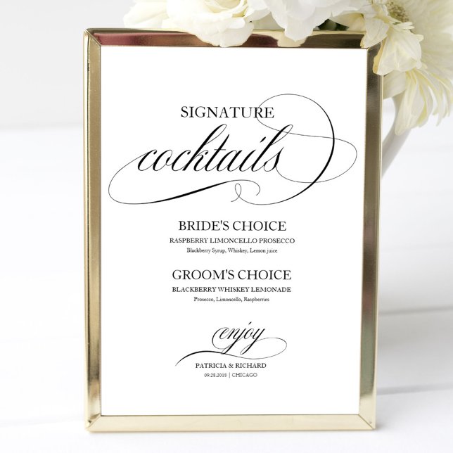 Signature Cocktails Black Script Poster (Creator Uploaded)