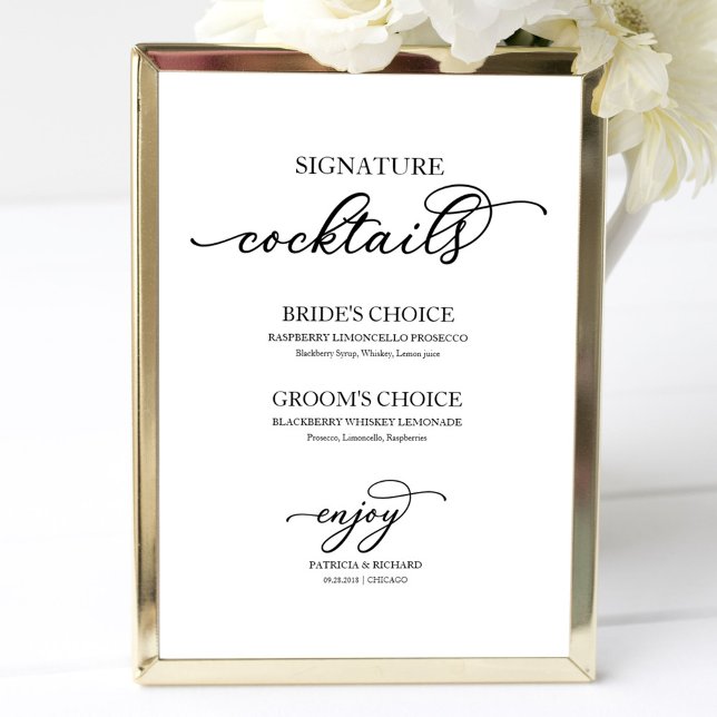 Signature Cocktails Chic Black Script Poster (Creator Uploaded)