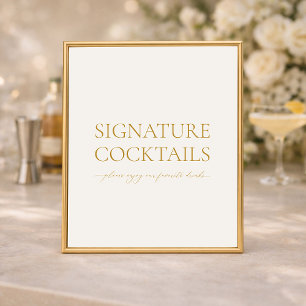 Signature Cocktails Elegant Wedding Bar Sign