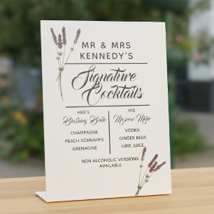 Signature Cocktails Lavender Wedding Drinks Sign
