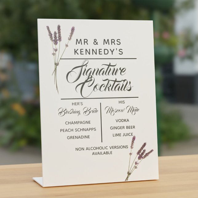 Signature Cocktails Lavender Wedding Drinks Sign (Creator Uploaded)