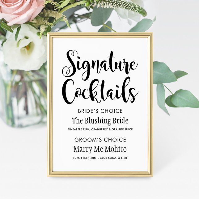 Signature Cocktails Modern Black Script Wedding (Creator Uploaded)