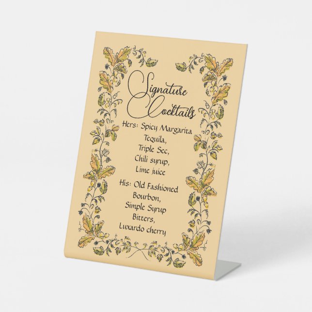 Signature Cocktails Pedestal Sign (Front)