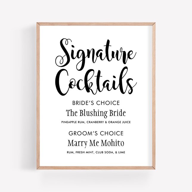 Signature Cocktails Poster Sign | Black Script (Creator Uploaded)