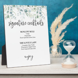 Signature Cocktails Sign - Eucalyptus Plaque