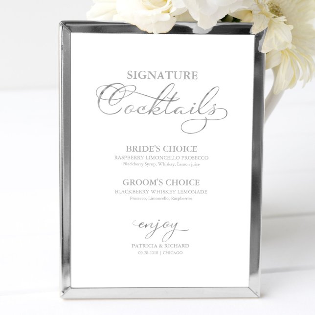 Signature Cocktails Silver Gold Foil Wedding Sign (Creator Uploaded)