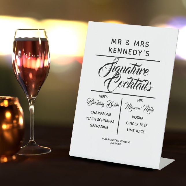 Signature Cocktails Wedding Drinks Pedestal Sign (Creator Uploaded)