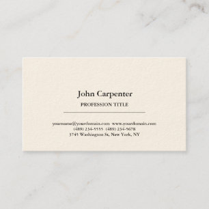Signature Cream Elegant Plain Simple Minimalist Business Card