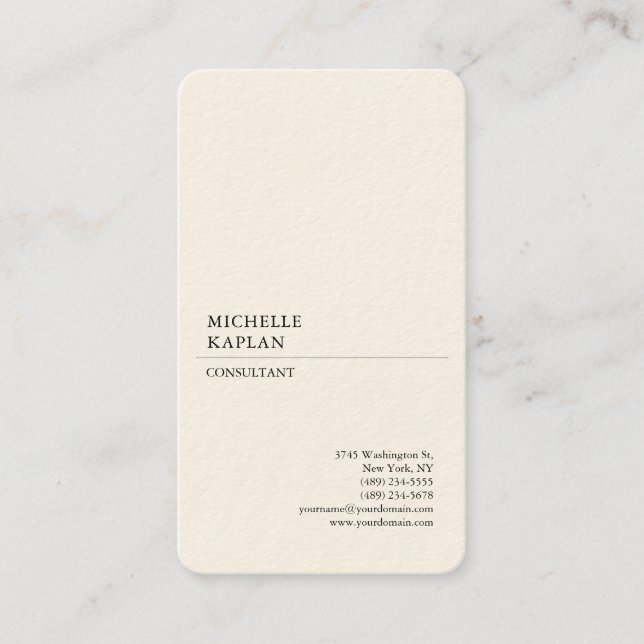 Signature Cream Modern Professional Exclusive Business Card (Front)