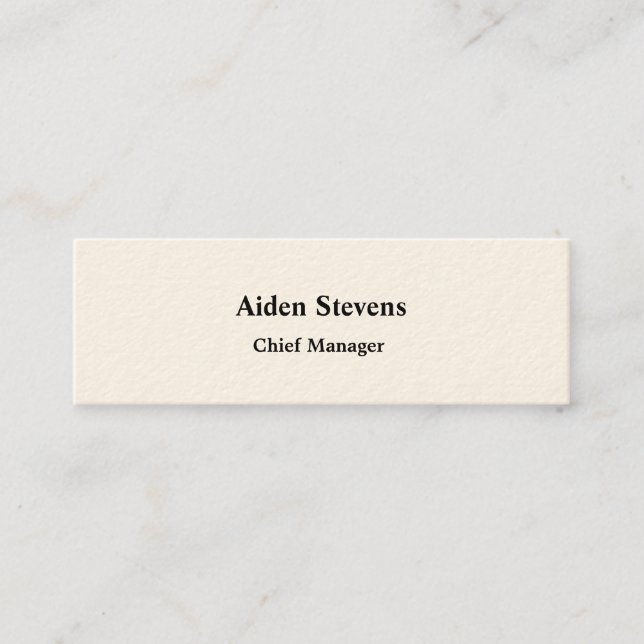 Signature Cream Simple Plain Minimalist Classical Mini Business Card (Front)