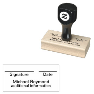 Signature, Date and Print Name Rubber Stamp
