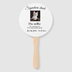 Signature drink add pet photo name date year text hand fan